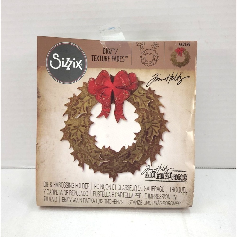 Sizzix Bigz Die and Embossing Folder Layered Holiday Wreath 662169 Texture Fades